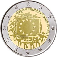 2 euros commemorative coin Germany 30 Years of EU Flag 2015