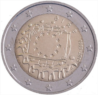 2 euros commemorative coin Ireland 30 Years of EU Flag 2015