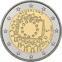 2 euros commemorative coin Netherlands 30 Years of EU Flag 2015